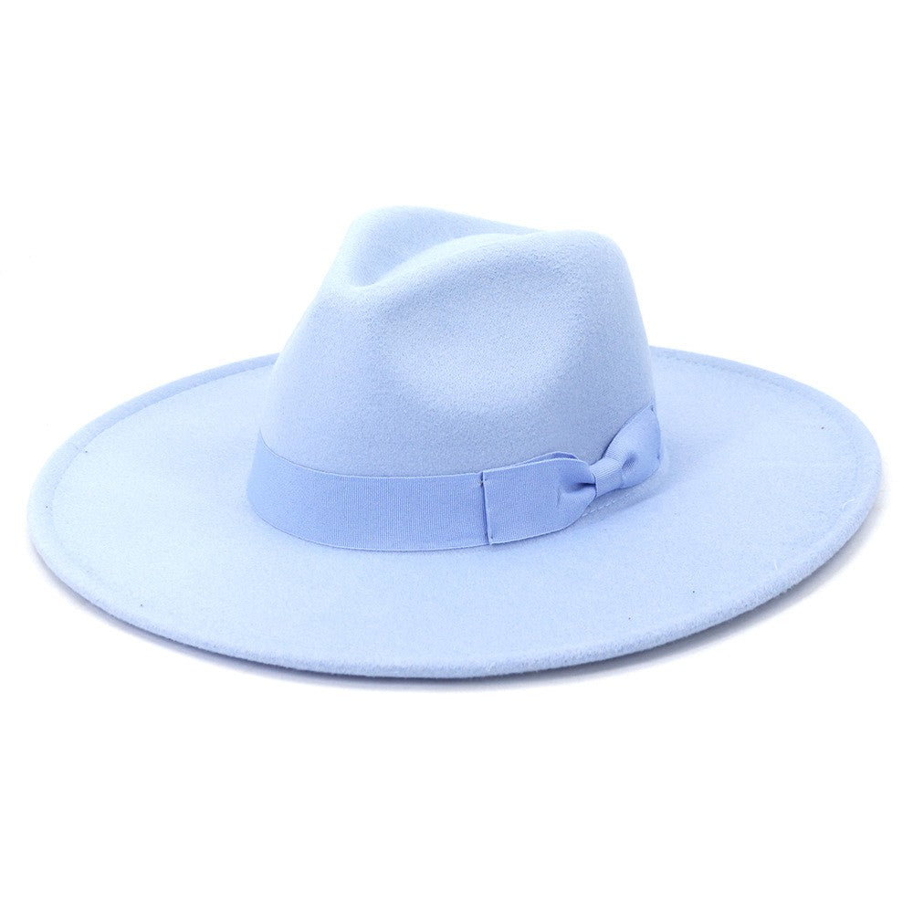 Big Wide Brim Women Hats 2021 Winter Autumn Ladies Elegant Retro Felt Fedora Hat Wedding Church Dress Formal Hat