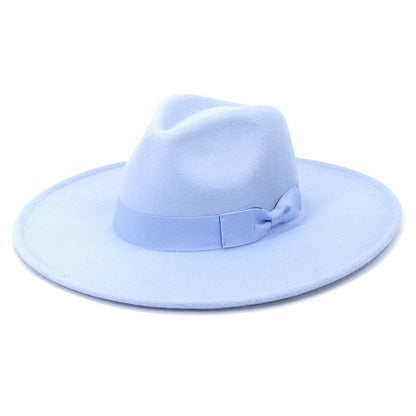 Big Wide Brim Women Hats 2021 Winter Autumn Ladies Elegant Retro Felt Fedora Hat Wedding Church Dress Formal Hat