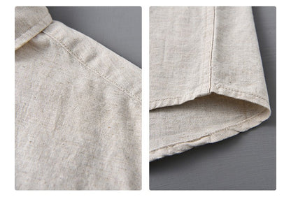 Men's Cotton-Linen Long Sleeve Shirt – Lightweight, Breathable, Vintage-Inspired Business Casual Shirt for Spring/Summer Fashion