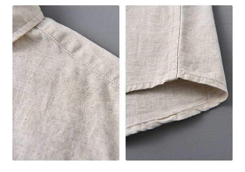 Men's Cotton-Linen Long Sleeve Shirt – Lightweight, Breathable, Vintage-Inspired Business Casual Shirt for Spring/Summer Fashion