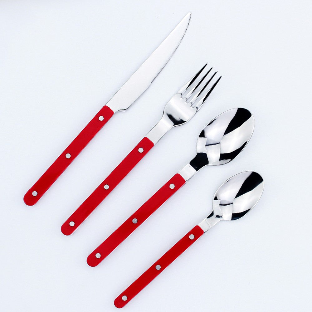Conjuntos de Talheres de Design Moderno Espelhamento Superior Aço Inoxidável 18/8(304) Cabo ABS com Rebites Jogo de Talheres para Cozinha