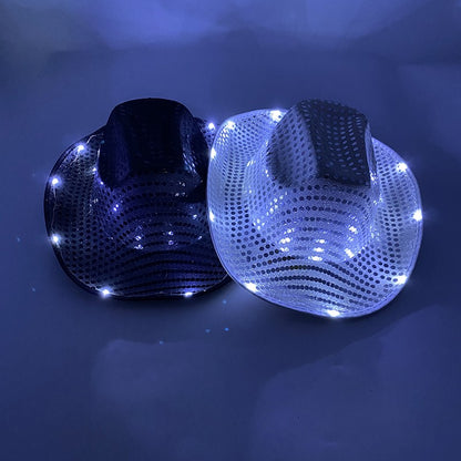 Chapéu de caubói/caubói com LED pisca-pisca, chapéu que brilha, festa de carnaval, homens, mulheres, despedida de solteira, suprimentos de casamento