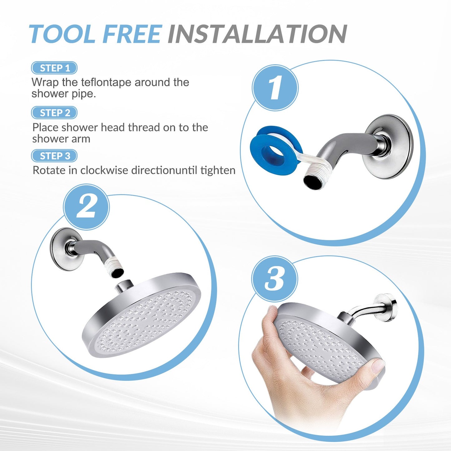 Shower Head High Pressure Rain Adjustable Stainless Steel 6 Inch Wall Mounted Rainfall Shower Bathroom Accessories Replacement