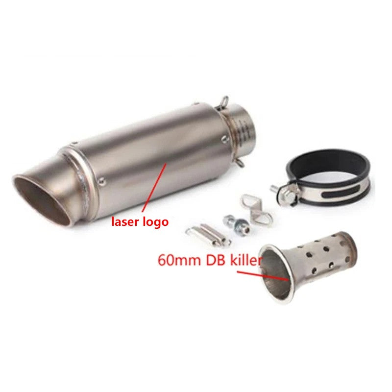 motorcycle exhaust inox muffler carbon fiber exhaust Universal 51/60mm with DB Killer for z900 R3 R25 MT07 MT09 R1 Z400 Z650
