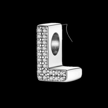 Fit Original Bangle Bracelet DIY A-Z Alphabet Charms Bead 925 Sterling Silver CZ Zircon LOVE Letter Dangle Pendant Jewelry Gift