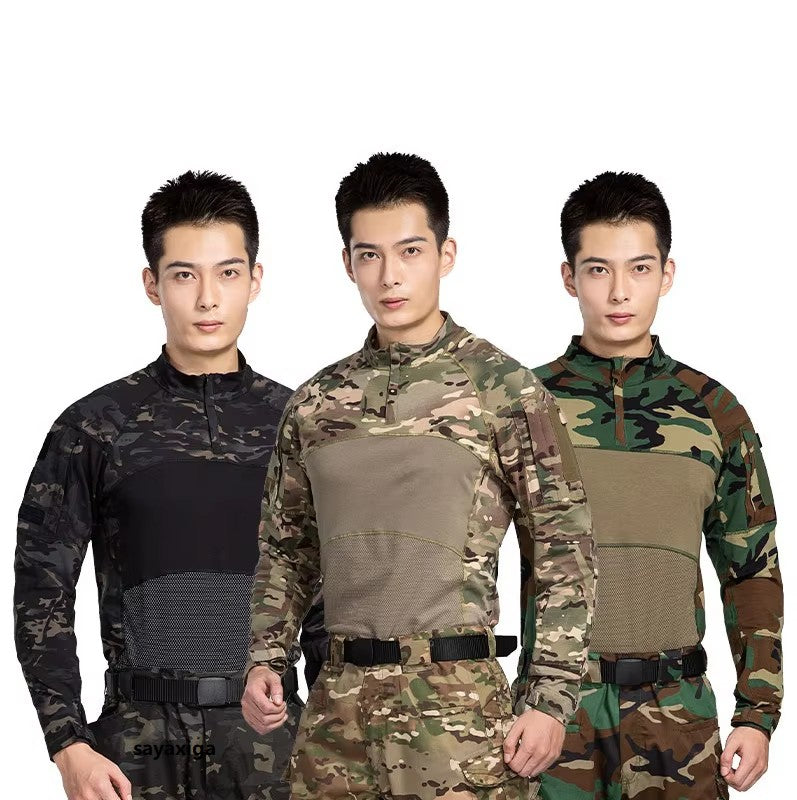 Men Outdoor New Tactical Camo Frog Shirts Wear Resistant Scratchproof Breathable T-shirt Climbing Combat Hunting Men Shirt