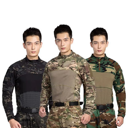 Men Outdoor New Tactical Camo Frog Shirts Wear Resistant Scratchproof Breathable T-shirt Climbing Combat Hunting Men Shirt