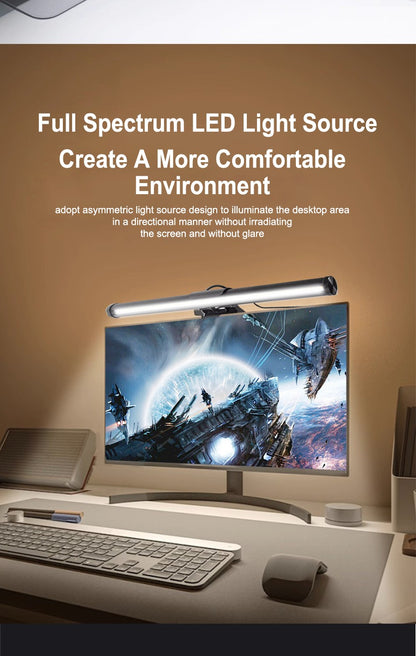 LED Screen Hanging Light for Desk  Eye Protection Computer Monitor Light Strip with Stepless Dimming Suitable for Gaming