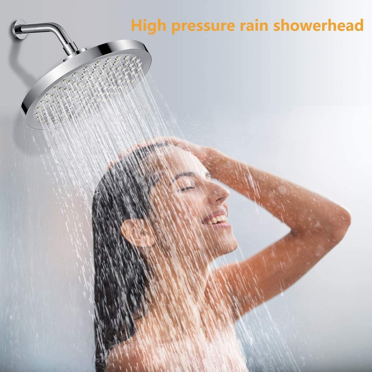 6 Inch Round Booster Shower Set Fully Electroplated Shower Head Home Set Bathroom Extension Shower Rod Set For Bathroom