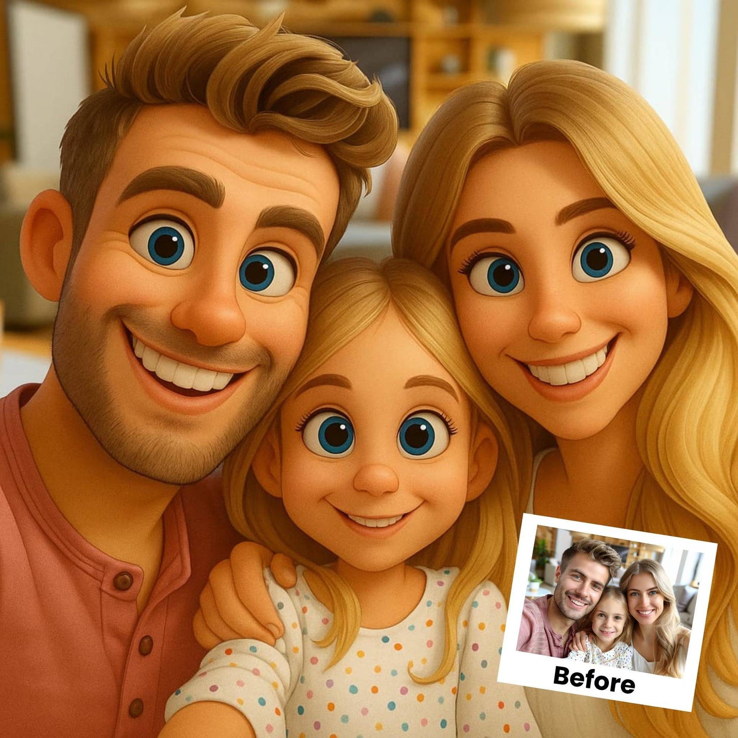 Custom Cartoon Style Your Photo Canvas Print Portrait Couple Family Pet Animal Wall Art Poster for Modern Living Room Home Decor