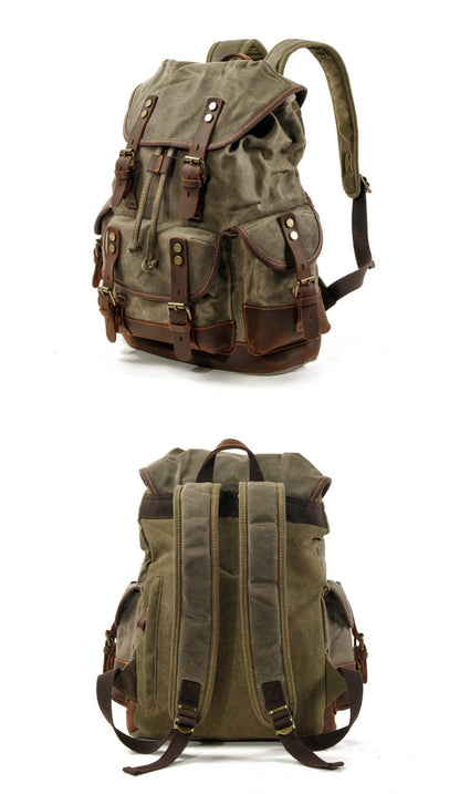 Vintage Canvas Backpacks for Men Laptop Daypacks Waterproof Rucksacks Large Waxed Mountaineering Travel Pack vintage backpack