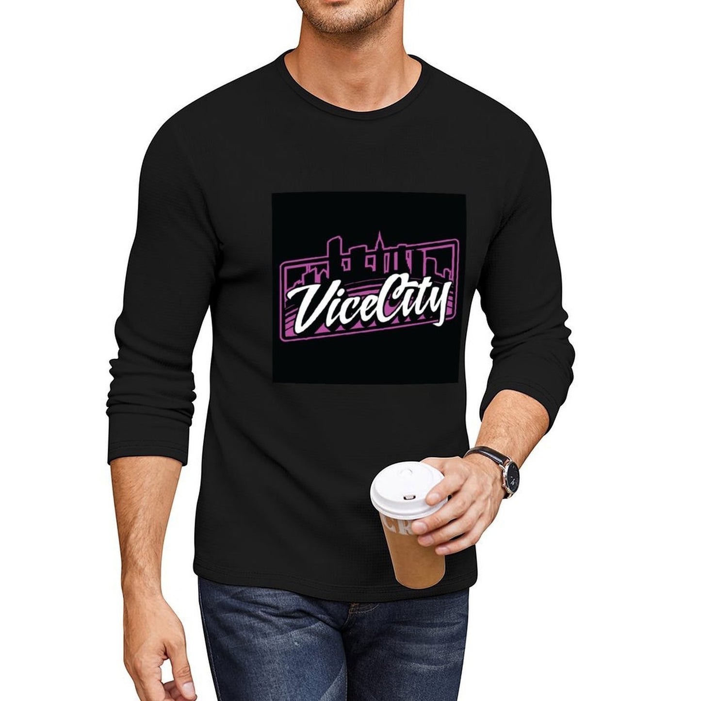 Vice City - Black GTA Edition Long T-Shirt sweat shirt oversized t shirts Men's t-shirt