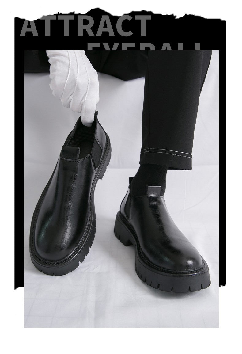 High Quality Thick Soled Leather Shoes Male Trend Men’s Dress Shoes Formal Leather Platform Loafers Shoes For Man