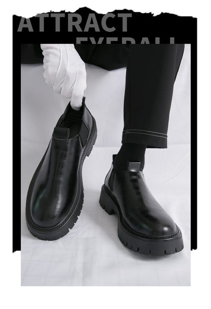 High Quality Thick Soled Leather Shoes Male Trend Men’s Dress Shoes Formal Leather Platform Loafers Shoes For Man