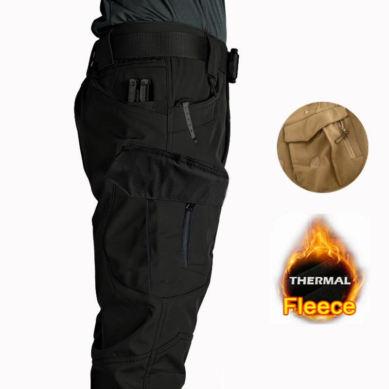 Men's Winter Military Fleece Tactical Sharkskin Cargo Pants Camping Hiking Climbing Trekking Waterproof Outdoor Trousers 5XL