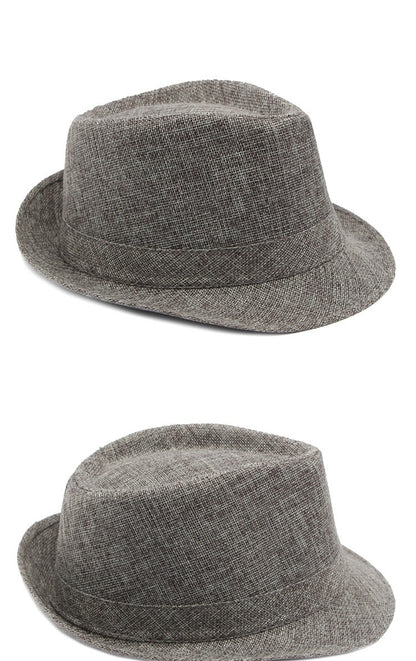 Middle-aged Spring and Summer Outdoor Sun Protection Hat Beach Top Hat Female Casual Retro Jazz Linen Hat  Fedoras for Man Party