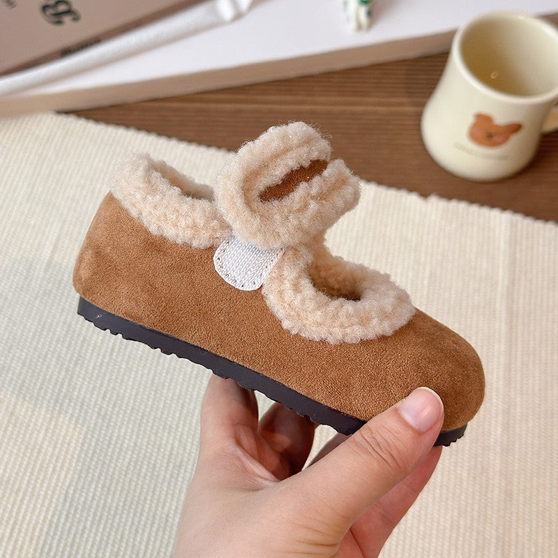 Children's Cotton Shoes 1-18 Years Old Beige Padded Thickened Boys Girls Walking Shoes Brown Soft Bottom Non-slip Kids Fur Shoes