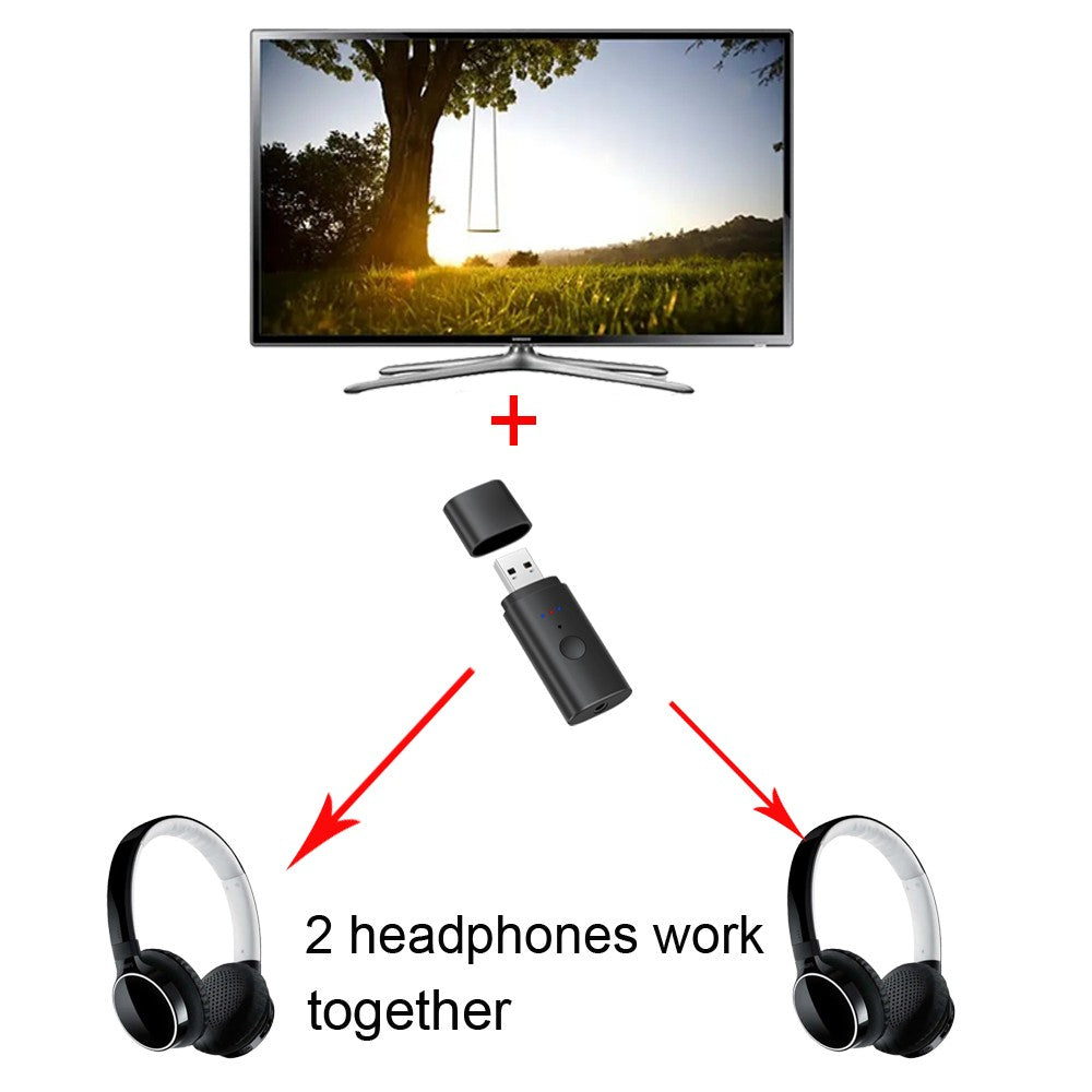 Adaptador Transmissor de Áudio Sem Fio Divisor Bluetooth Para 2 Fones de Ouvido Funcionando Juntos, 2 Fones de Ouvido Sem Fio Tocando Juntos