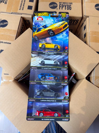 Original Hot Wheels Premium 1/64 Car Culture Ronin Run 2 Gold Label Car Honda Mazda Nissan Toyota Fpy86 Brinquedos de Veículos Fundidos Presente