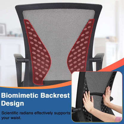 Cadeira de Escritório, Cadeira de Malha Ergonômica para Computador, Cadeira Giratória Média com Suporte Lombar e Braços