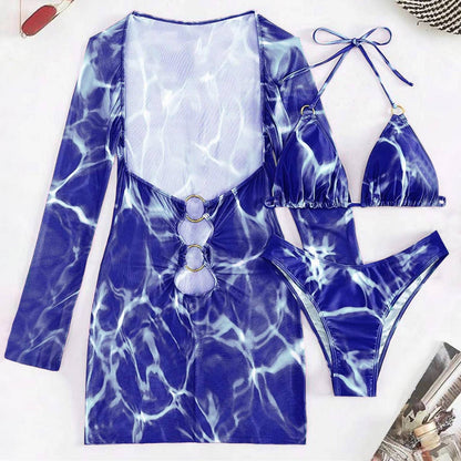 Swimwear Woman 2025 European And New 2025 Bikini Foreign Trade Swimsuit Three Piece Set Long Skirt Split Monokini ropa de mujer
