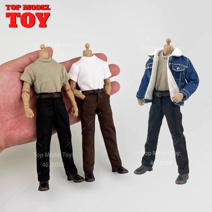 CCN1205 CCN1208 1/12 Fashion Lamb Down Denim Jacket Casual Pants Clothes Accessory for 6" Male Soldier Action Figure Body