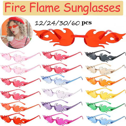 12-60pcs Fashion Fire Flame Glasses Fire Shape Sunglasses Fire Sunglasses Party Decor for Summer Shower Wedding Halloween Cos