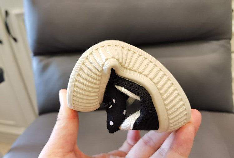 Girls Fashion Shoes Canvas Sneaker Kids Polka Dot Bow Princess Flats Breathable Baby Shoes Student Soft Sole Casual Spring Shoes