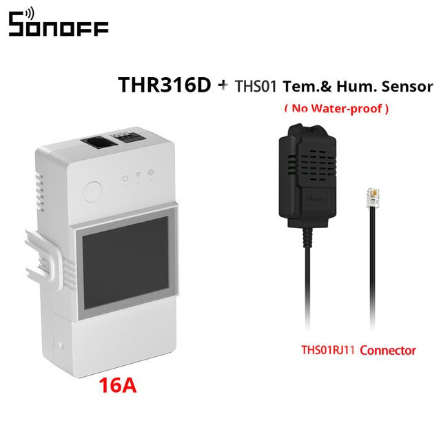 SONOFF TH Elite 16A 20A Wifi Interruptor Inteligente de Monitoramento de Temperatura e Umidade THS01 DS18b20 Sensor Casa Inteligente Via eWelink Alexa
