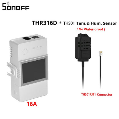 SONOFF TH Elite 16A 20A Wifi Interruptor Inteligente de Monitoramento de Temperatura e Umidade THS01 DS18b20 Sensor Casa Inteligente Via eWelink Alexa