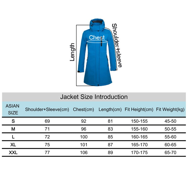 Women's Hiking Jacket Long Soft Shell Fleece Outdoor Windbreaker Camping Trekking Climbing Female Coats Winter