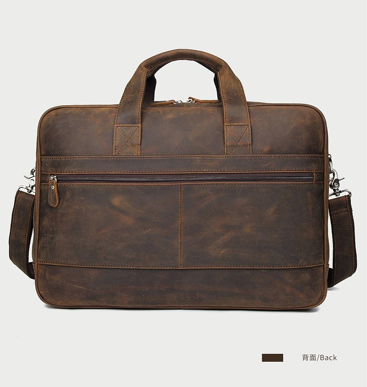 High Quality Genuine Leather Men Briefcase Business bag Crazy Horse Leather Large 17"inch Laptop Bag male Portfolio Office Case