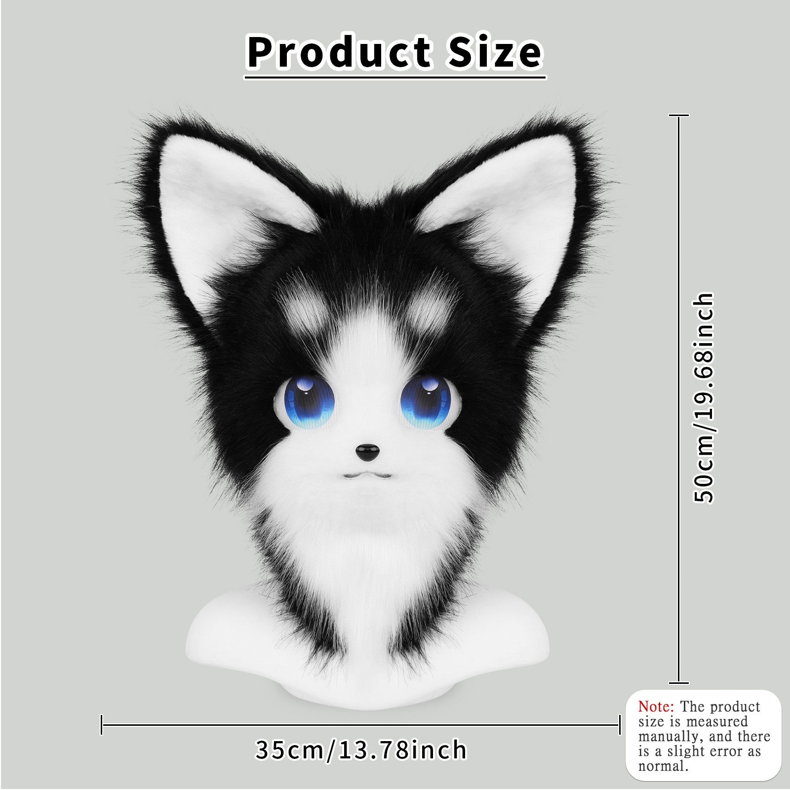 Animal Furry Fursuit Head Mask Plush Cat Fox Mask Costume Props for Halloween Cosplay Party