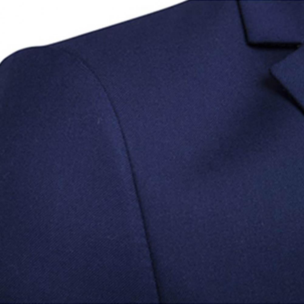 1 Set Trendy Men Suit Anti Deformation Formal Suit Turndown Collar Pure Color One Button Suit Set  Daily Wear
