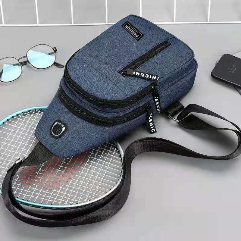 Mochila de Lona Estilosa de Um Ombro Só - Tecido Oxford Resistente à Água, Design Esportivo Casual, Bolsa de Peito, Alça de Ombro Ajustável