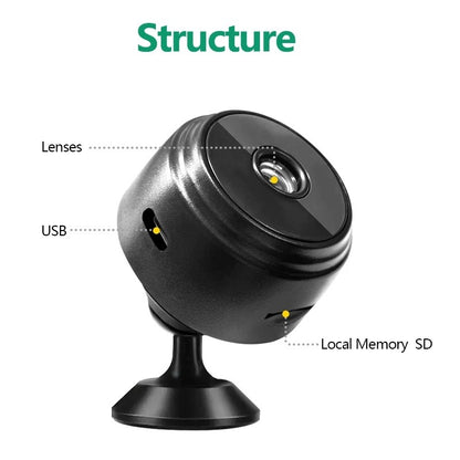 Mini Câmera WiFi A9 Câmera de Segurança para Monitoramento Doméstico Inteligente de Bebês e Animais de Estimação com Gravador de Vídeo Sem Fio