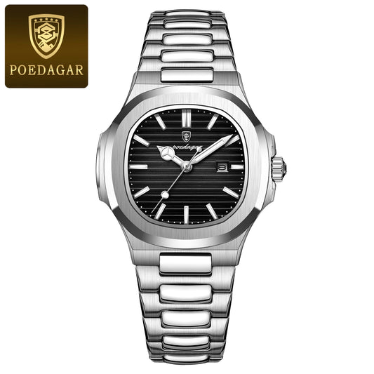 POEDAGAR Elegant Women's Quartz Watches Waterproof Luminous Date Ladies Wristwatch Stainless Steel Fashion Watch For Woman Reloj