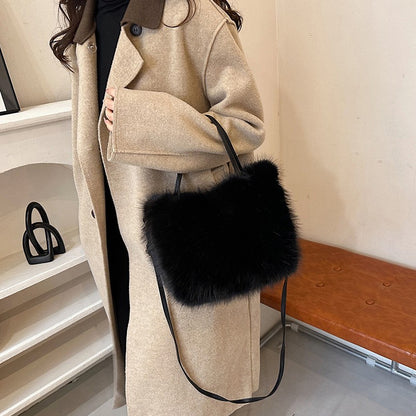 Solid Zipper Women's Shoulder Bags Ladies Bags on Sale 2024 High Quality Winter Milk Cotton Women's Handbags Fashion Soft Bolsos