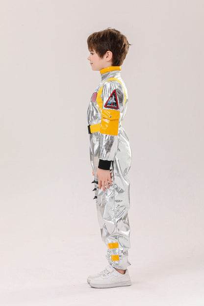 Astronaut Costume Kids Astronaut Silver Jumpsuit Space Themed Party Dress Up Boys Girls Spaceman Cosplay Children Space Suit