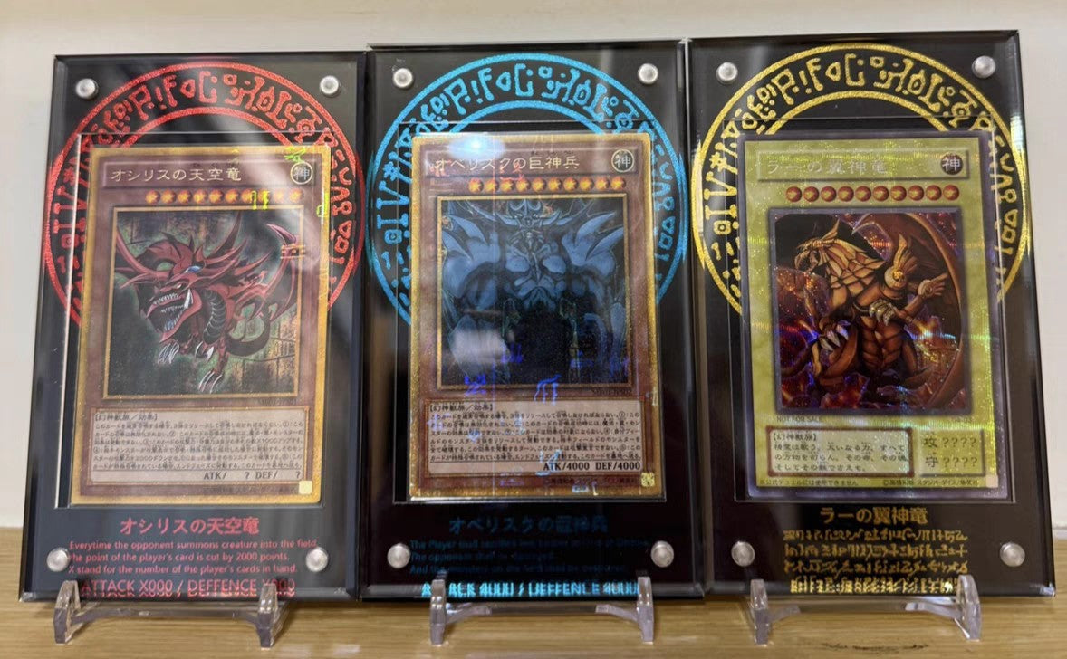 Yu-Gi-Oh Anime Personagem Card Brick Deus Egípcio O DRAGÃO ALADO DE RA Acrílico Banhado a Ouro Brick Cartas de Exibição Não Incluídas
