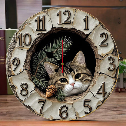 Wilderness And Animals Wooden Round Silent Hanging Wall Clock,Suitable For Living Room,Office,Study Room,Bedroom,Home Decoration