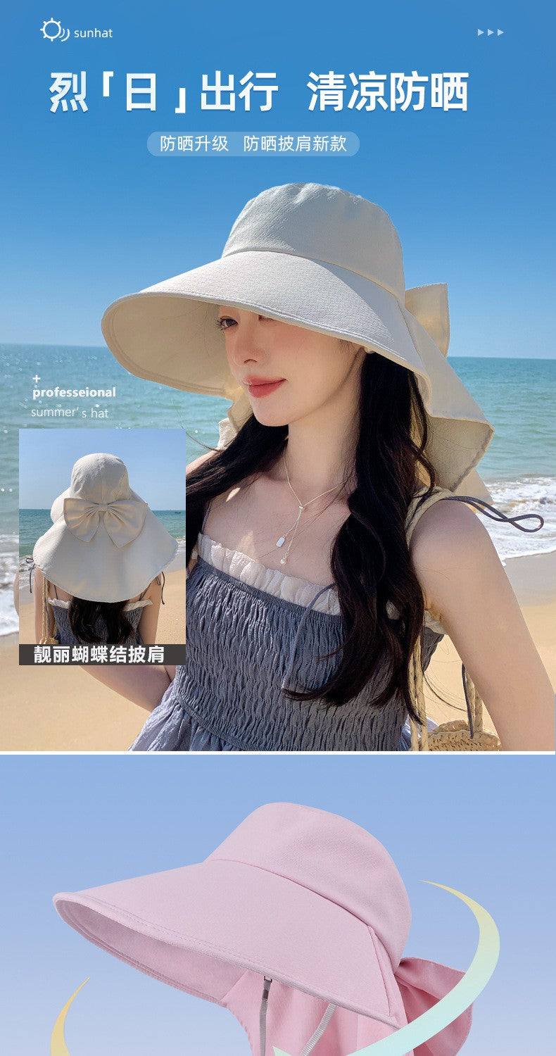summer sun hat female sunscreen UV face protection neck protection outdoor cycling mountaineering beach large brim hat