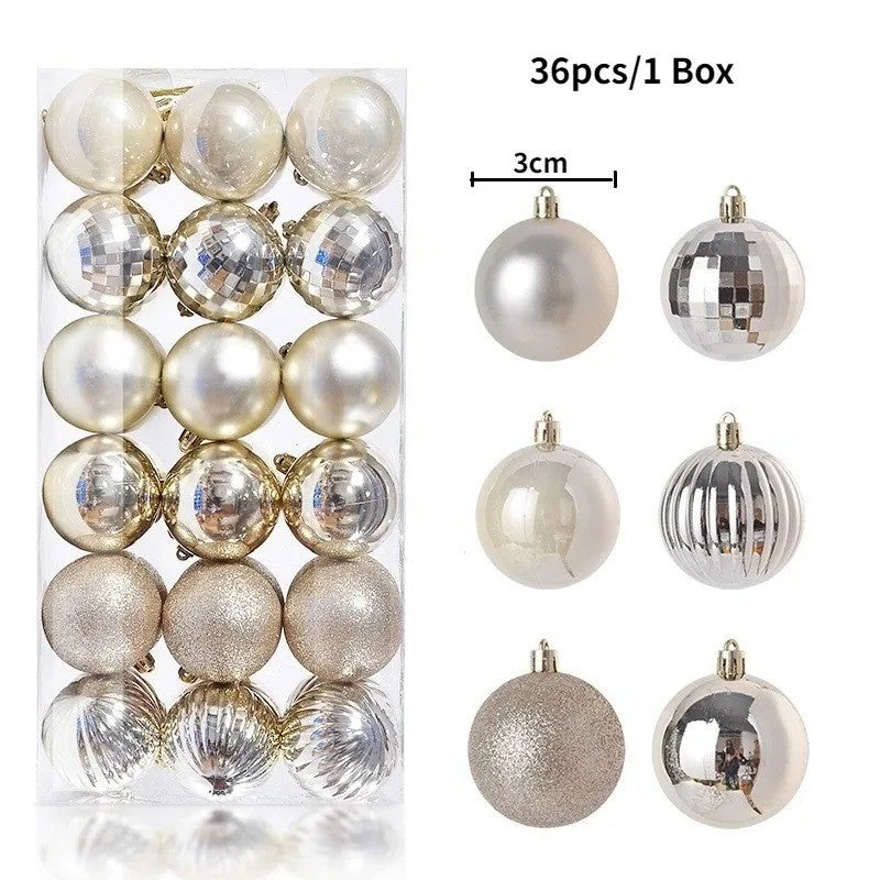 24Pcs 3cm Christmas Balls Christmas Tree Decoration Xmas Hanging Tree Pendants Home Party Christmas Tree Decor New Year Gifts