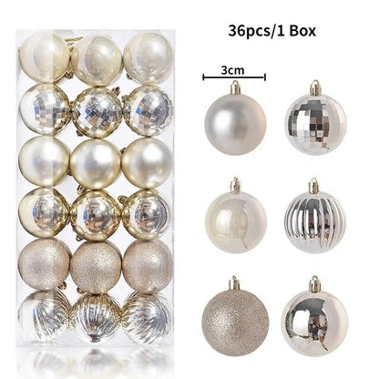 24Pcs 3cm Christmas Balls Christmas Tree Decoration Xmas Hanging Tree Pendants Home Party Christmas Tree Decor New Year Gifts