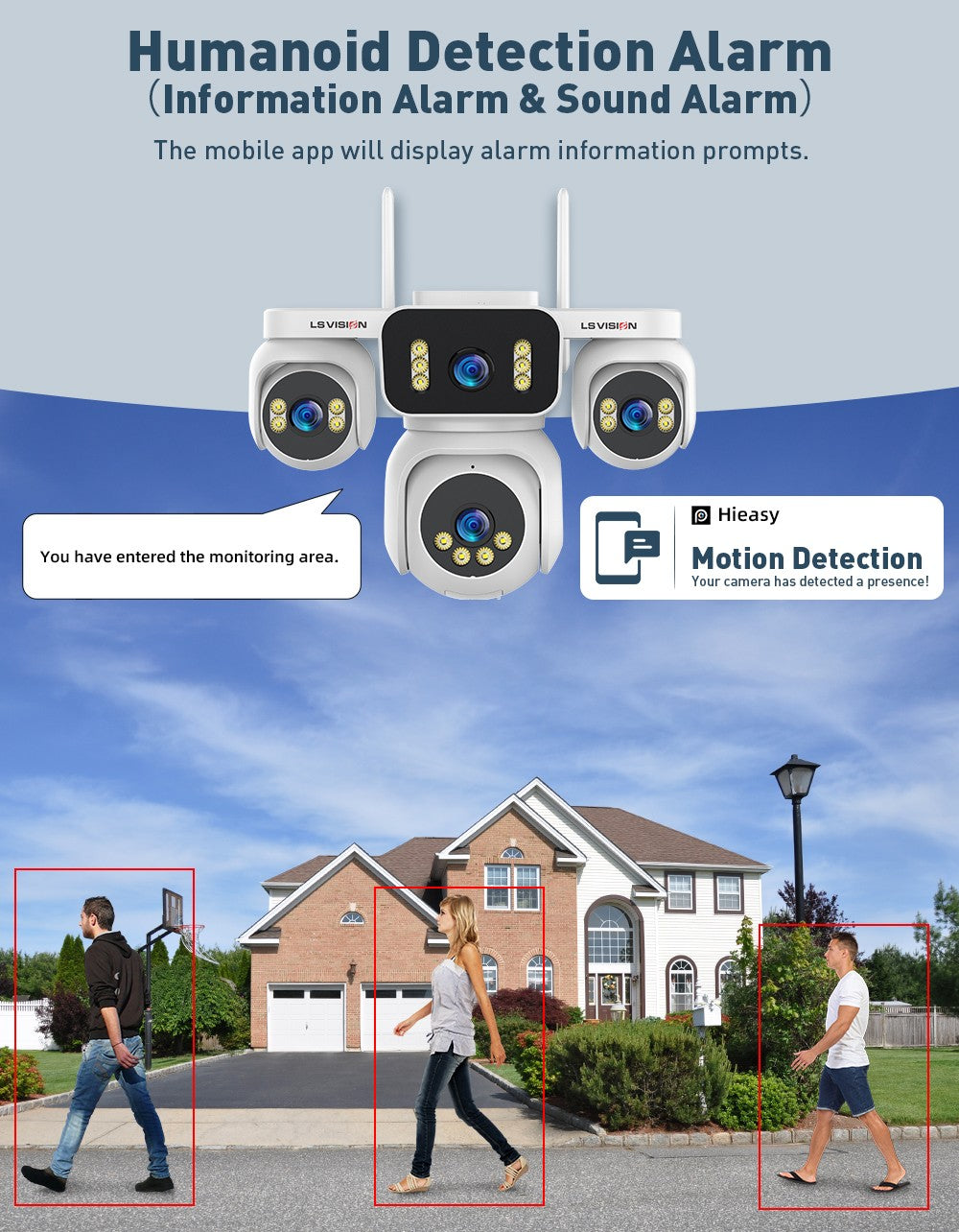 LS VISION 20MP IP Camera with 5m Cord 12X Zoom WiFi Security Cameras 4 Screens Night Vision Human Detection Auto Tracking HiEasy