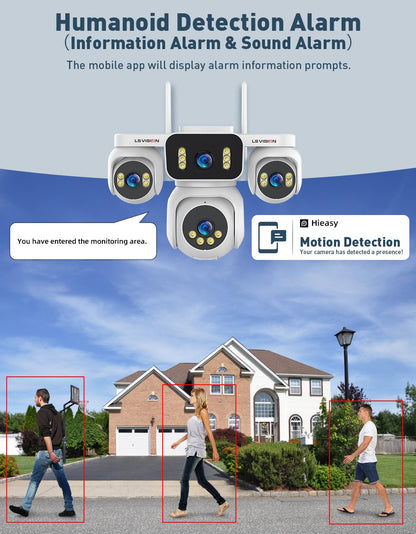 LS VISION 20MP IP Camera with 5m Cord 12X Zoom WiFi Security Cameras 4 Screens Night Vision Human Detection Auto Tracking HiEasy