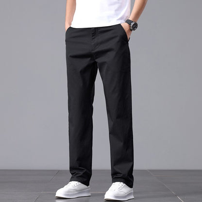2025 Stretch Men Pants Straight Fit Cotton Golf Trouser Male Spring Summer Formal Dress Office Work Casual Black Navy Blue Khaki