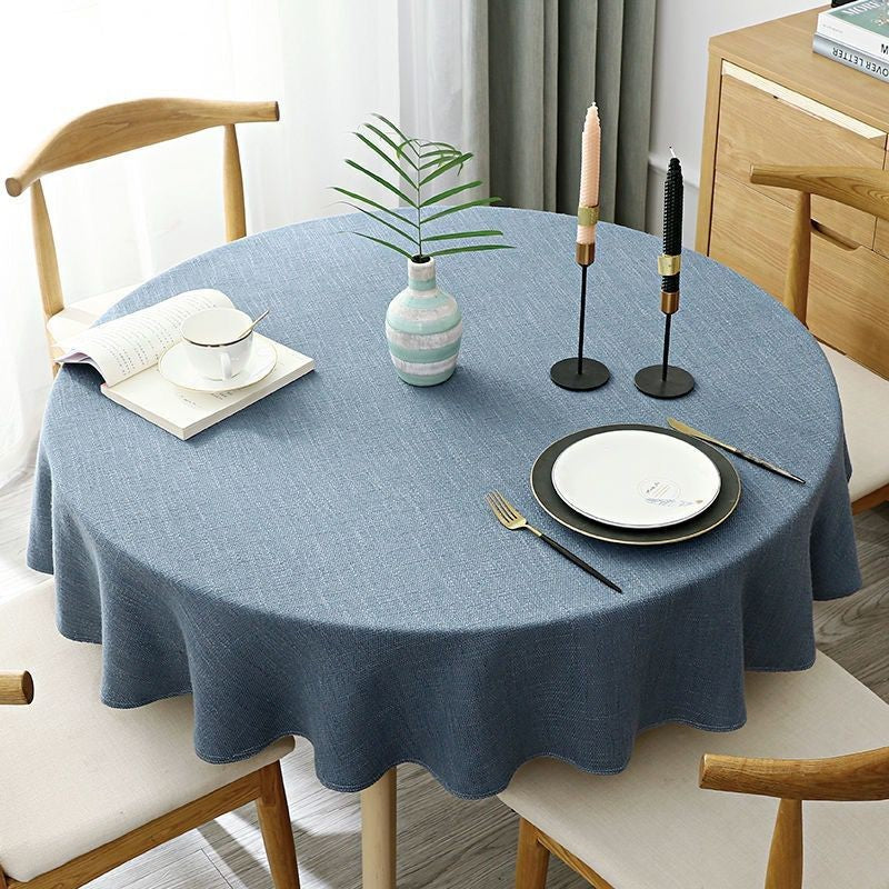 Round Table Cover Linen Round Tablecloth Solid Color Table Cloth Dining Tea Home Hotel Banquet Fabric Tablecloth