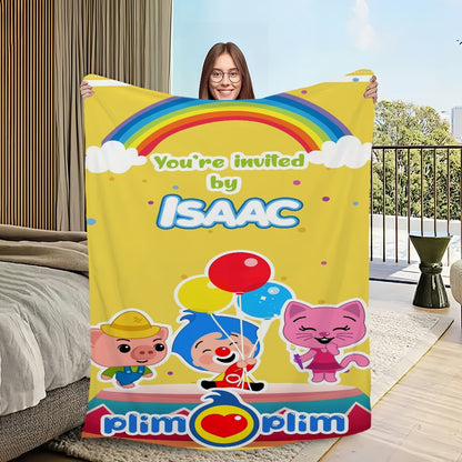 Manta de sofá, cama, quarto, macia e confortável, estampada com desenho P-Plim P-Plim, ideal para viagens e presentes.
