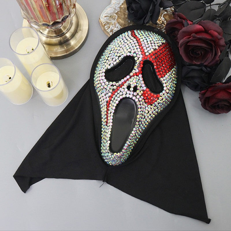 Cosplay Unique Bleed Bloody With Diamond-Studded Ghost Scream Mask Full Face Head Cover Halloween Carnival Party Costume Props
